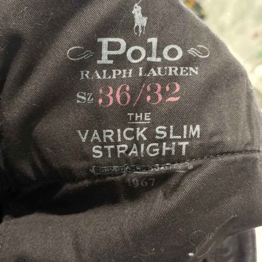 Polo Ralph Lauren Varick Slim Straight Pants Mens 36x32 Black Stretch Preppy